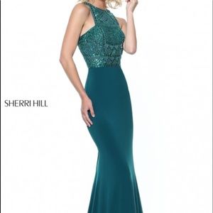 Sherri Hill Form-Fitting Beaded Racerback Gown